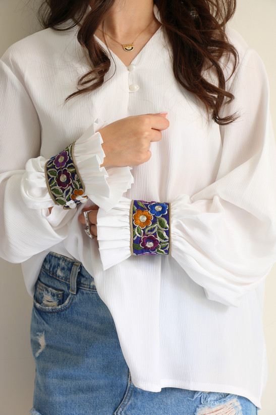 شومیز زنانه مچ سوزن دوزی